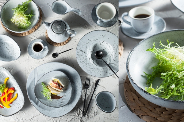 Zelená farebná súprava porcelánového riadu
